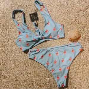 ZAFUL flamingo light blue bikini set